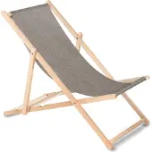 Greenblue Liegestuhl aus Buchholz ohne Armlehne Sonnenliege Gartenliege 110kg grau melange