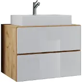 VCM 2-tlg. Waschplatz Waschtisch | Waschbecken Unterschrank Breite 80 cm | Badmöbel Set mit Schubladen | Lendas