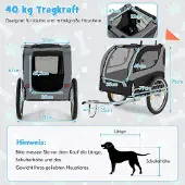 Northix Fahrradanhänger für Haustiere, faltbar, 40 kg Tragkraft, Grau