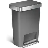 Simplehuman Rechteckiger Abfalleimer - Kunststoff - 45L - Grau -