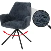Mendler Esszimmerstuhl MCW-G67, Küchenstuhl Stuhl mit Armlehne, drehbar Auto-Position, Chenille MVG dunkelblau