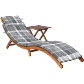 vidaXL Möbel Sonnenliege mit Tisch und Auflage Massivholz Akazie - Gartenliegen &9037