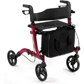 Northix Leichter, faltbarer Rollator, höhenverstellbar, rot