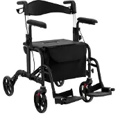 Northix 2-in-1 Rollator & Rollstuhl, faltbar, schwarz