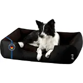 BedDog Hundebett LUPI Hundesofa Hundekissen waschbar,BLACK-FIELD (schwarz/braun),(XL) ca. 100x85x23cm