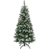 Northix 180 cm künstlicher Weihnachtsbaum mit Schneeflocken und roten Beeren