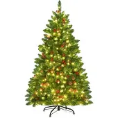 Northix 135 cm hoher künstlicher Weihnachtsbaum mit LED-Beleuchtung und Metallständer