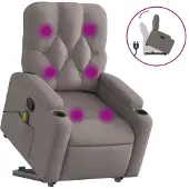 Syfax Massagesessel mit Aufstehhilfe Taupe Stoff