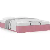 Syfax Ottoman-Bett ohne Matratze Rosa 140x200 cm Samt