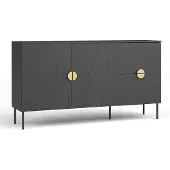 AX Living Große Kommode Brunelli 160 Schwarz Holzoptik goldene Griffe