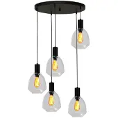Masterlight Pendelleuchte Porto 5-flammig Glas Transparent Ø60cm