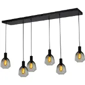 Masterlight Pendelleuchte Porto 6-flammig Glas Grün-Transparent 130x19cm
