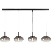 Masterlight Lido LED-Pendelleuchte 4-flammig-Glas Rauch oval-Schwarz matt