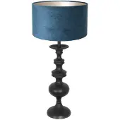 Steinhauer Klassische Tischlampe Lyons C mit blauer Samtkapuze