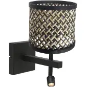 Steinhauer Wandleuchte Stang schwarz mit Bambus