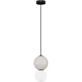 Nova Luce LED Pendelleuchte Noesis 6W warmweiss 3000K Hellgrau Schwarz Opal Glas Metall Ø18cm 9009194