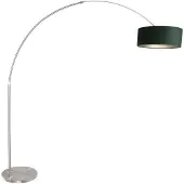 Steinhauer Stehleuchte Sparkled Light 1-flammig Stahl gebürstet / Velours Grün 42x165cm
