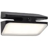 Lutec LED-Solar-Außenwandlampe AERO, schwarz, 21 cm, Sensor, IP54 AERO, schwarz, Aluminium, Modern, Wandleuchte außen