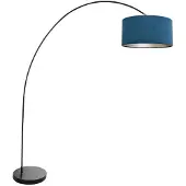 Mexlite Stehlampe - schwarz - Solva - metall textil - bogenlampe - E27 - 3900ZW -