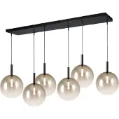 Masterlight Lido LED-Pendelleuchte 6-flammig-Glas Gold-Schwarz matt-6x Glas groß