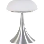 Steinhauer - Moderne runde Tischleuchte I Tischlampe I Lampe I Leuchte Stahl I Silber I nickel matt mit Glas - Gareth I Wohnzimmer I Schlafzimmer - Metall Rund - LED geeignet E14
