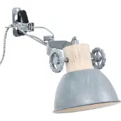 Steinhauer Klemmleuchte und Wandleuchte Gearwood 2752GR Grau, E27-Fassung – Holz und Metall, trendiges Design, dreh- und neigbar, für den Innenbereich geeignet –