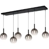 Masterlight Lido LED-Pendelleuchte 6-flammig-Glas klein-Schwarz matt-6x Glas klein