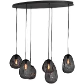 Masterlight Lava Pendelleuchte 6-flammig oval-Glas Rauchgrau-3x Glas groß / 3x Glas klein