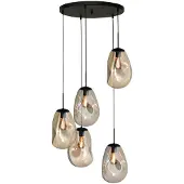 Masterlight Pendelleuchte Lava 5-flammig Glas Gold 60x60cm