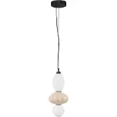 Nova Luce LED Pendelleuchte Oneta dimmbar 18W warmweiss 3000K Beige Schwarz Opal Glas Metall Ø20cm 9009156