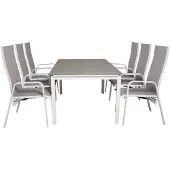 Ebuy24 Levels Gartenset Tisch 100x160/240cm und 6 Stühle Copacabana weiß, grau.
