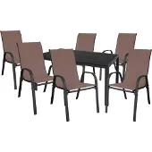 Mojawo Gartengarnitur Sitzgarnitur 7-teilig L150xB90cm Aluminium / Nonwood