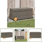 The Living Store Gartentruhe mit Rollen Grau 190L Poly Rattan