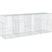 vidaXL Gabione mit Deckel 400x100x150 cm Verzinktes Eisen