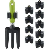 Relaxdays Gerätehalter 10er Set, Gummi-Rollen zum Klemmen, Universal Besenhalter für Wand, Garten, Eisen, grau/schwarz