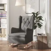 Prolenta Maison Exclusive - Schaukelsessel mit Kautschukholz-Beinen Dunkelgrau Stoff