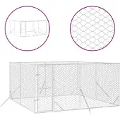 vidaXL Outdoor-Hundezwinger Silbern 4x4x2 m Verzinkter Stahl