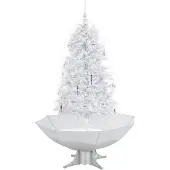 vidaXL Schneiender Weihnachtsbaum mit Schirmfuss Weiss 170 cm