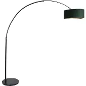 Steinhauer Stehleuchte Sparkled Light 1-flammig Schwarz matt / Velours Grün 42x165cm