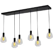 Masterlight Pendelleuchte Porto 6-flammig Glas Transparent 130x24cm