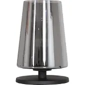 Steinhauer Tischleuchte Ancilla 1-flammig Mattschwarz mit dunklem Glas 14,5x14,5cm