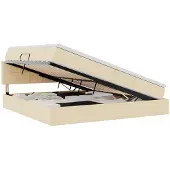 Syfax Aufbewahrungsbett mit Matratze Creme 200 x 200 cm Holzwerkstoff