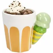 MamboCat Kaffeebecher Eis orange 250ml Dolomite 3D Henkel Milchshake Smoothie Eisbecher