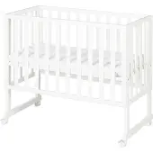 Roba Stuben- und Beistellbett safe asleep 3 in 1 - 45 x 90 cm - Höhenverstellbar - Komplettes Anstellbett mit Matratze + Canvas Barriere - Bett Set für Babys - Holz weiß