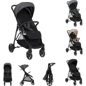 Kikkaboo Kinderwagen, Buggy Alexa 22 kg faltbar, Rückenlehne verstellbar, Gurt dunkelgrau
