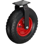 Relaxdays Bockrolle, 3.50-4, Traglast 120 kg, Gummi, Stahlplatte, luftbereift, Schwerlastrad, Gummirolle, schwarz/rot