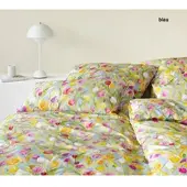 Elegante Mako-Satin Bettwäsche Tulpen - 155x220 cm + 40x80 cmblau