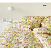 Elegante Mako-Satin Bettwäsche Tulpen - 155x220 cm + 40x80 cmweiss