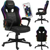 Huzaro Force 2.5 | RGB LED Beleuchtung Gaming Stuhl Computerstuhl PC Chair | Höhenverstellbar Wippfunktion Stoff | bis 130 kg belastbar | Schwarz