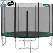 Songmics Trampolin Ø 366 cm schwarz-grün STR12GNV1